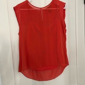 BCBG MaxAzria Sheer Blouse with Matching Camisole - Hot Red / Pink
